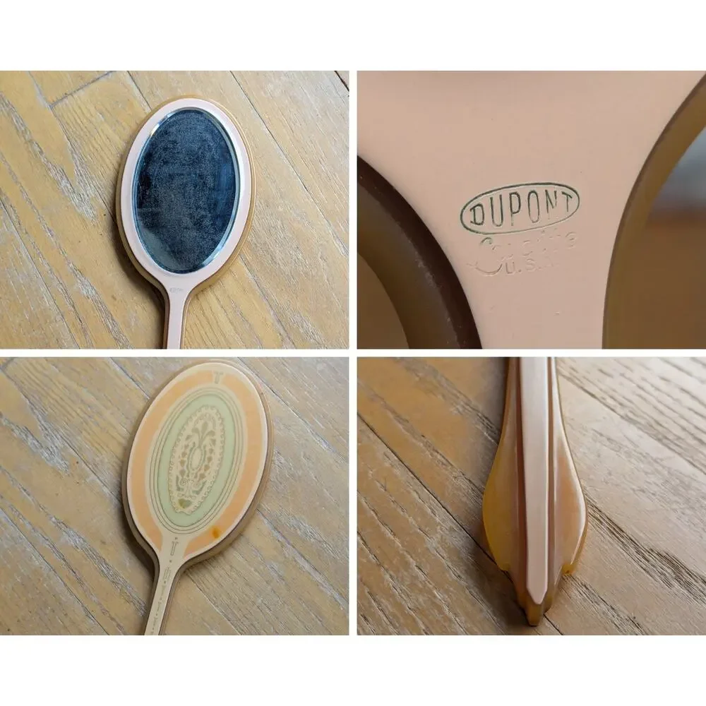 Vintage DuPont Lucite Hand Mirror Art Deco 40s‎ Decorative Home Beauty Vanity